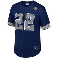 Men's Mitchell & Ness Emmitt Smith Navy Dallas Cowboys Retired Player Name  & Number Mesh Top