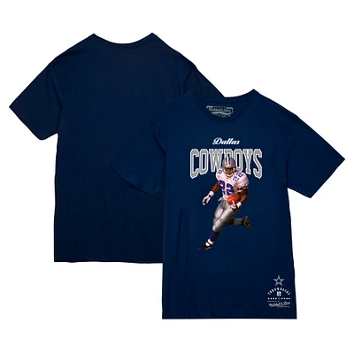 T-shirt Mitchell & Ness Emmitt Smith pour homme, bleu marine, joueur retraité des Cowboys de Dallas