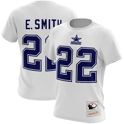 Mitchell & Ness Emmitt Smith White Dallas Cowboys nom et numéro pour homme - T-shirt