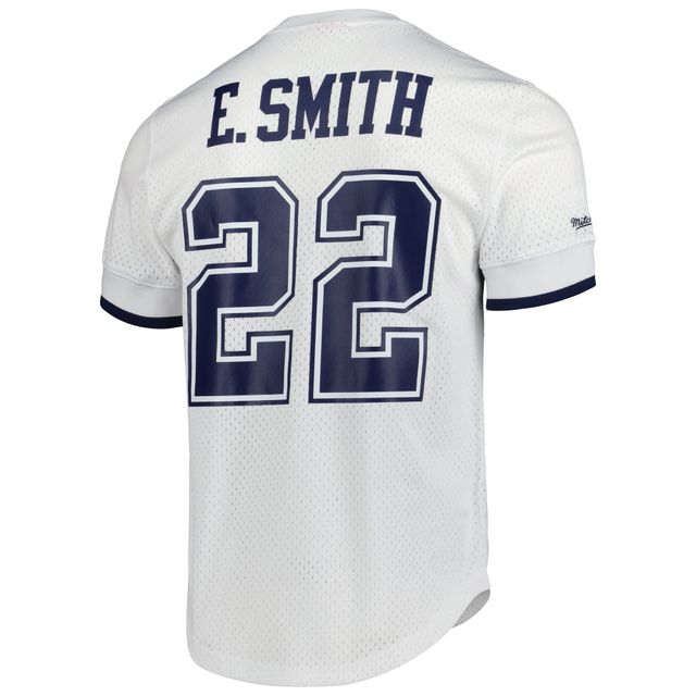 Mitchell & Ness Emmitt Smith blanc Dallas Cowboys nom et numéro du joueur retraité pour hommes - Haut en maille