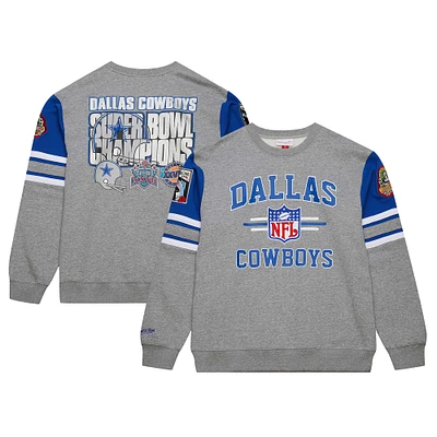 Sweat-shirt à capuche avec logo vintage Dallas Cowboys gris chiné Mitchell & Ness pour homme