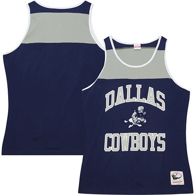 Men's Mitchell & Ness Navy/Gray Dallas Cowboys  Heritage Colorblock Tank Top