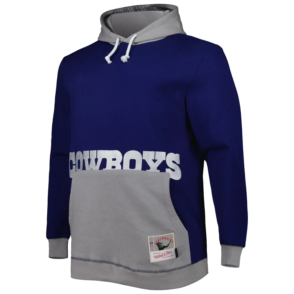 Chandail à capuchon Big & Tall Face des Dallas Cowboys Mitchell Ness pour homme, bleu marine/argenté