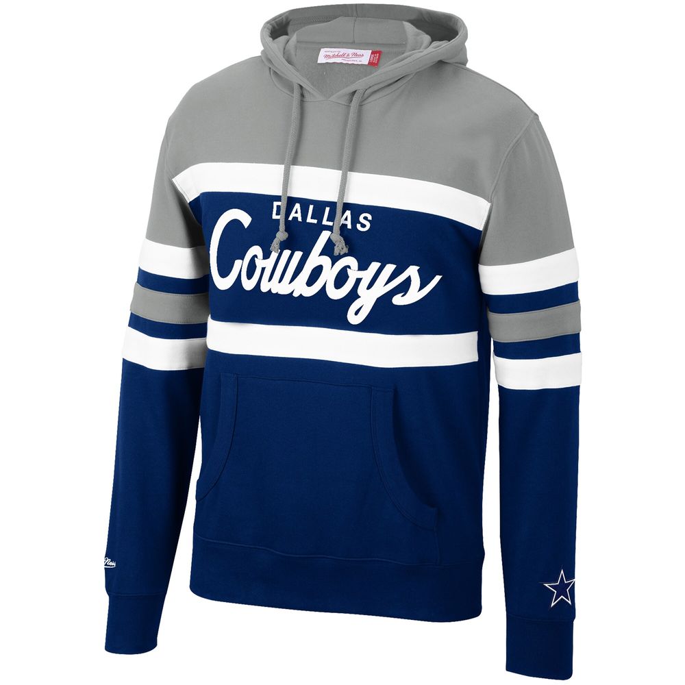 Men's Mitchell & Ness Navy/Silver Dallas Cowboys Head Coach Pullover - Hoodie