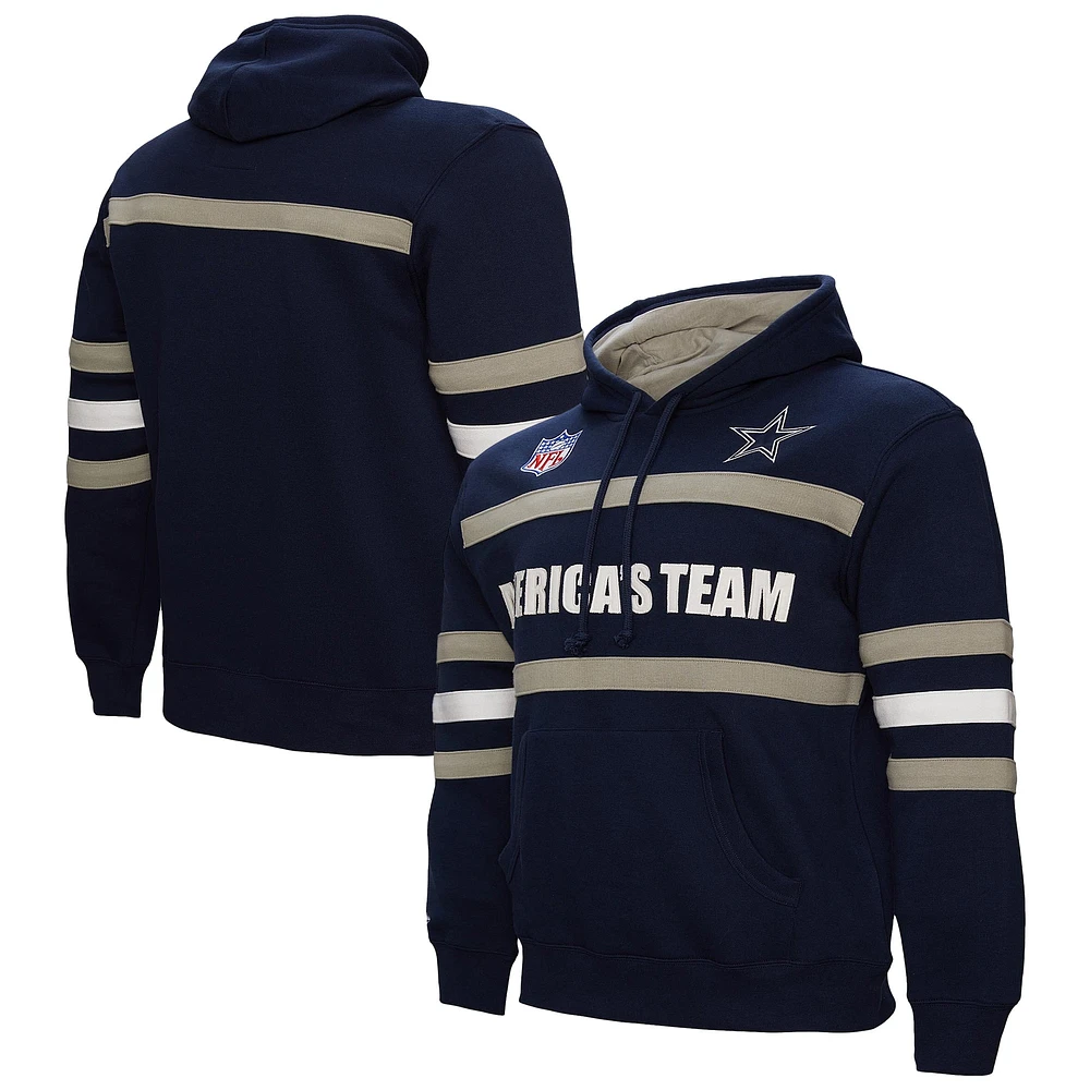 Sweat à capuche bleu marine pour homme Mitchell & Ness Dallas Cowboys America's Team Head Coach