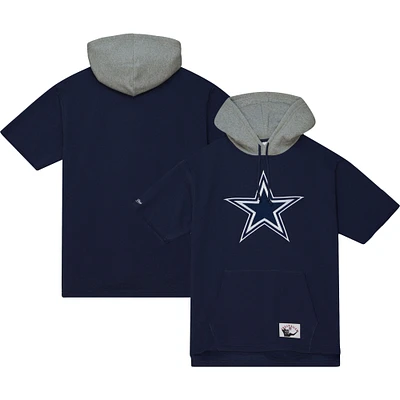 Chandail à capuchon manches courtes d'après-match des Dallas Cowboys Mitchell & Ness pour homme, bleu marine