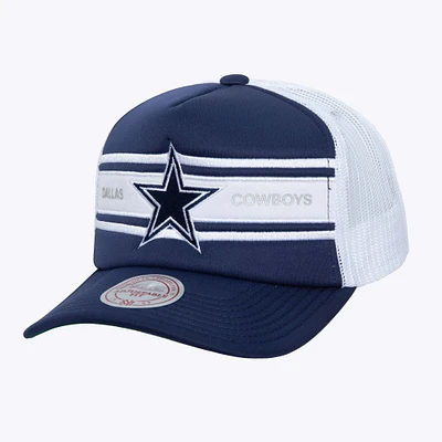 Men's Mitchell & Ness Navy Dallas Cowboys Stripe Front Trucker Adjustable Hat