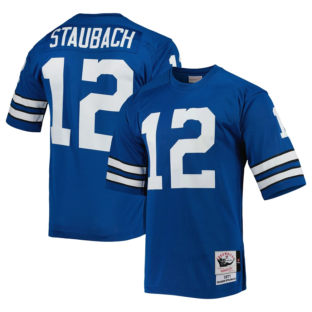 Maillot de joueur retraité authentique Mitchell & Ness Roger Staubach Royal Dallas Cowboys 1971 pour hommes