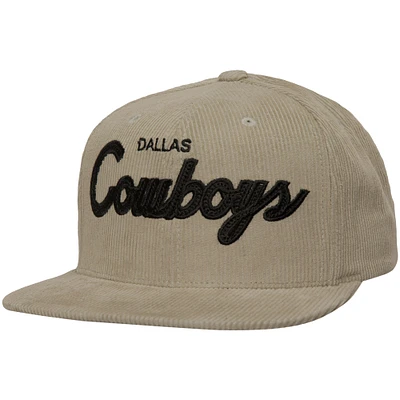 Men's Mitchell & Ness Tan Dallas Cowboys Cord Snapback Hat