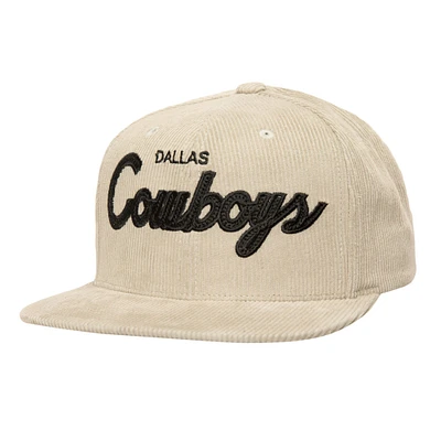 Men's Mitchell & Ness Tan Dallas Cowboys Cord Snapback Hat