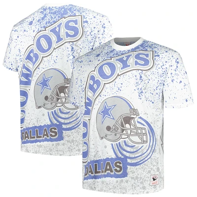 T-shirt blanc à imprimé intégral pour hommes Mitchell & Ness Dallas Cowboys Big Tall