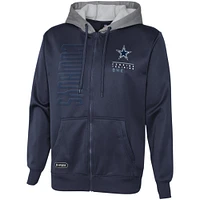 Men's  Navy Dallas Cowboys Combine Authentic Field Play Full-Zip Hoodie Sweatshirt