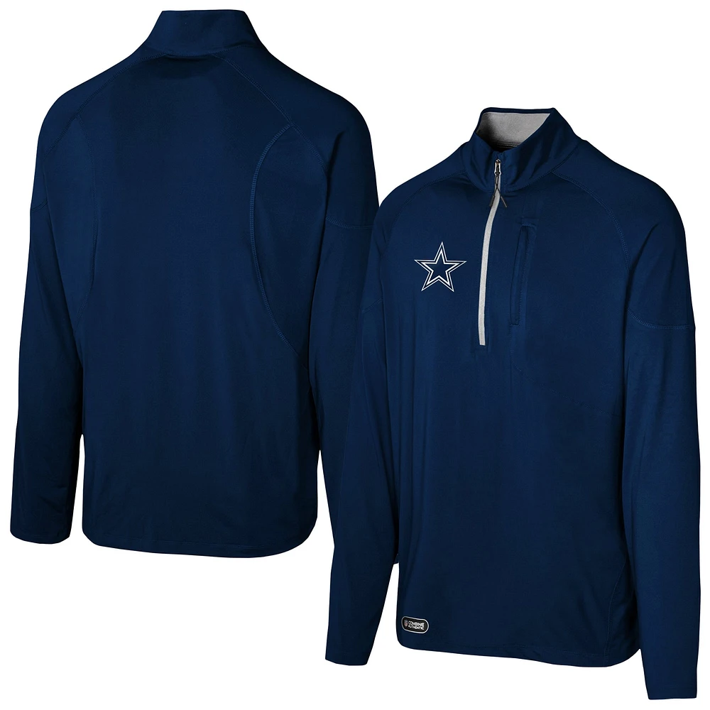 Men's Navy Dallas Cowboys Grind Iron Quarter-Zip Top