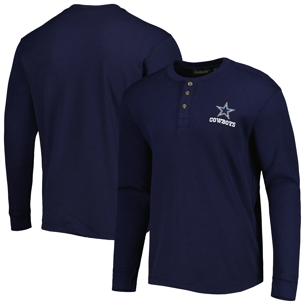 Men's Navy Dallas Cowboys Maverick Thermal Henley Long Sleeve T-Shirt