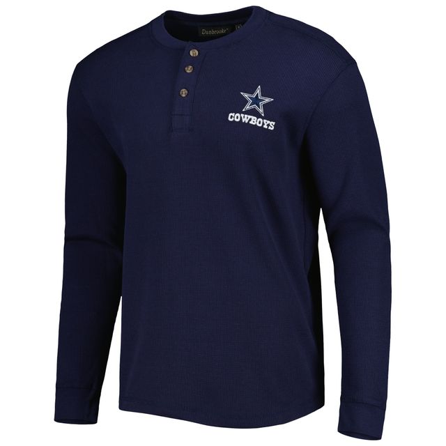 T-shirt à manches longues pour homme Dallas Cowboys Maverick Thermal Henley bleu marine