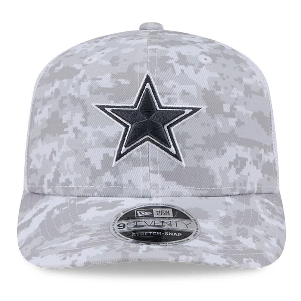 Men's New Era Arctic Camo Dallas Cowboys 2024 Salute To Service 9SEVENTY Stretch-Snap Hat