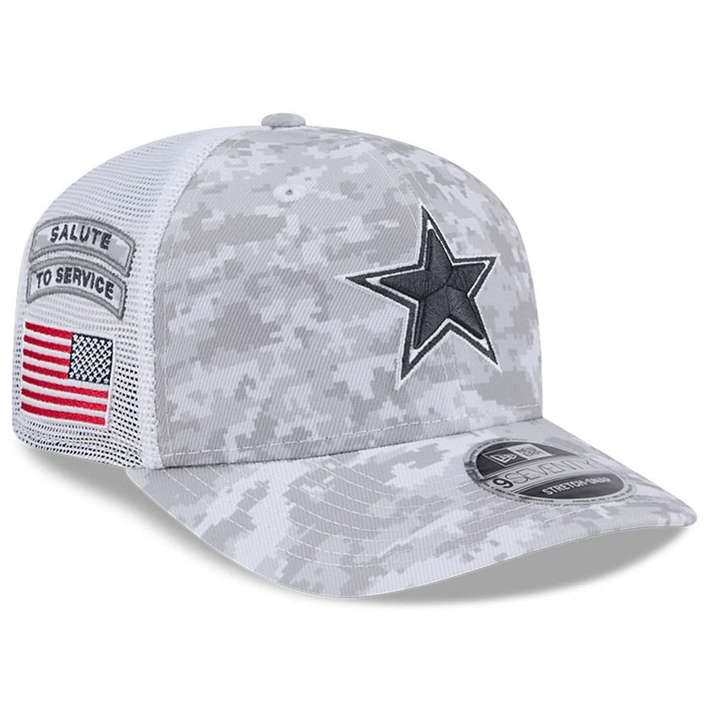 Casquette extensible à boutons-pression New Era Arctic Camo Dallas Cowboys 2024 Salute To Service 9SEVENTY pour homme