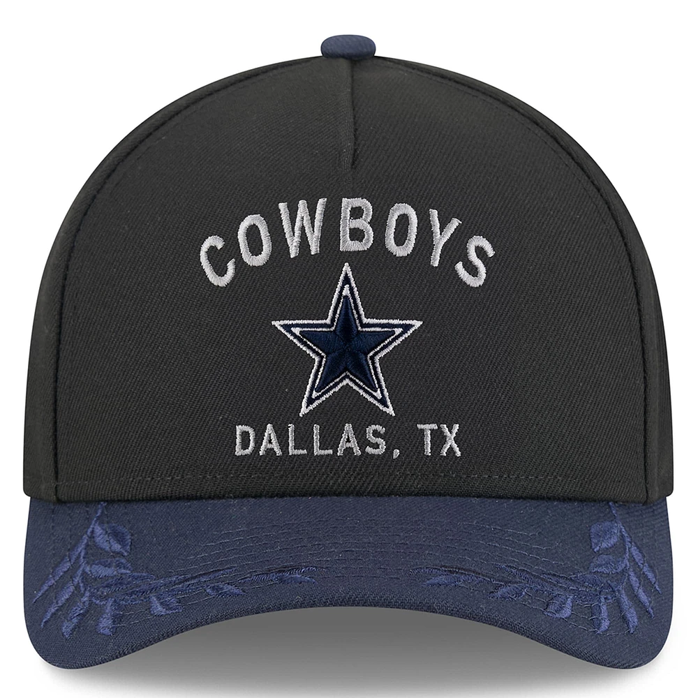 Men's New Era Black/Navy Dallas Cowboys 2025 NFL Draft 9FORTY A-Frame M-Crown Adjustable Hat