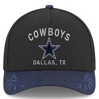 Men's New Era Black/Navy Dallas Cowboys 2025 NFL Draft 9FORTY A-Frame M-Crown Adjustable Hat
