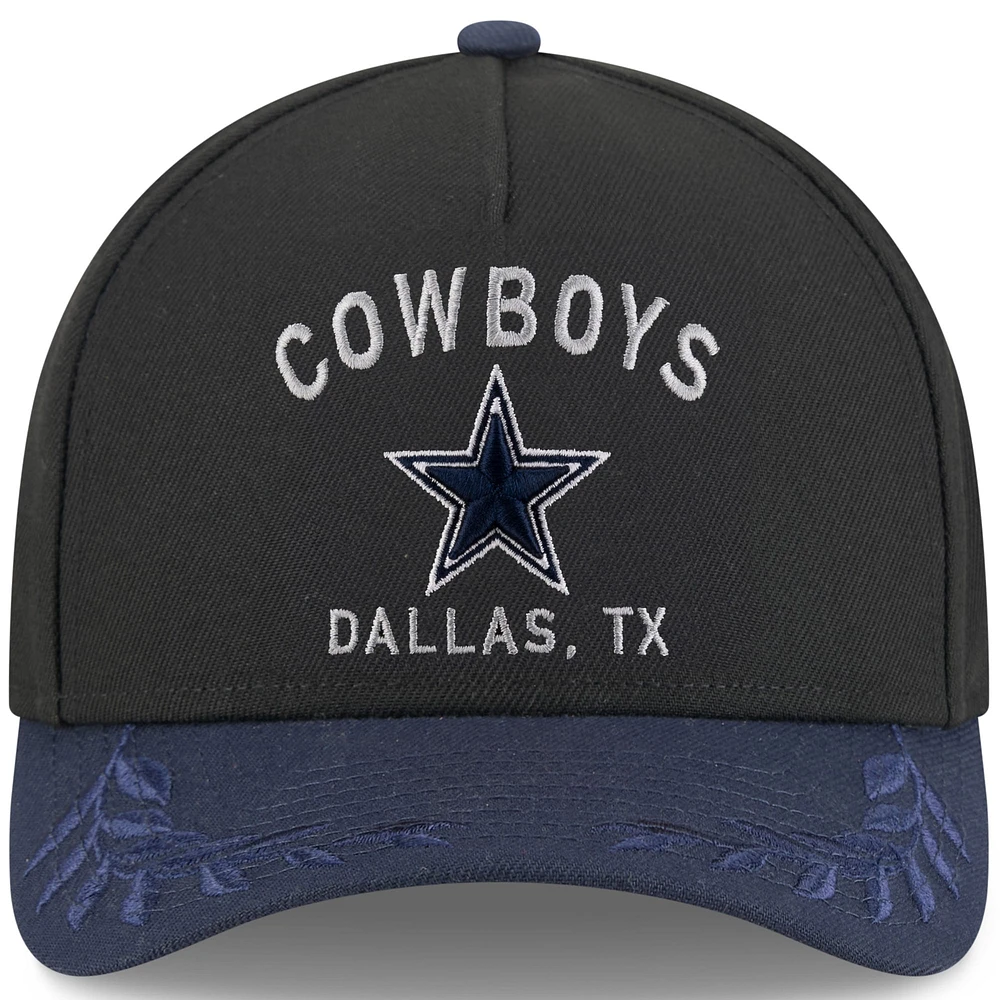 Men's New Era Black/Navy Dallas Cowboys 2025 NFL Draft 9FORTY M-Crown A-Frame Adjustable Hat