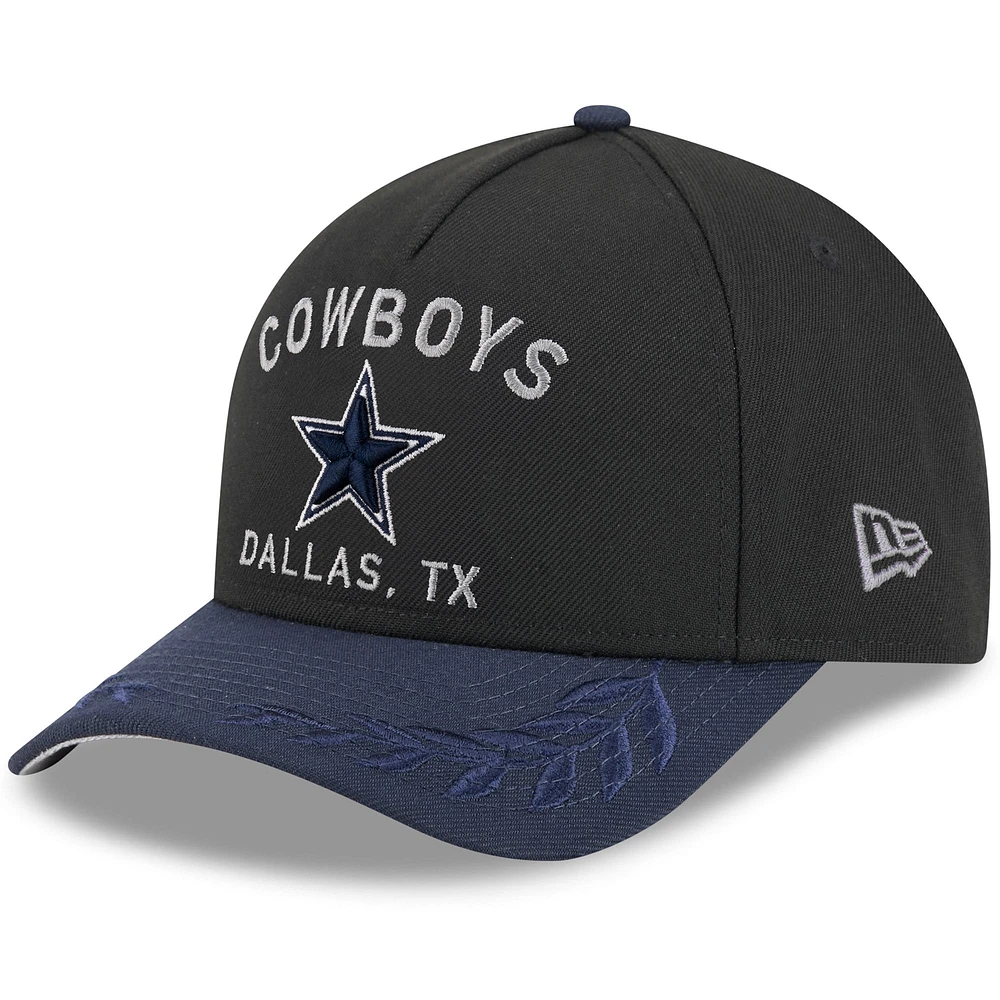 Men's New Era Black/Navy Dallas Cowboys 2025 NFL Draft 9FORTY M-Crown A-Frame Adjustable Hat