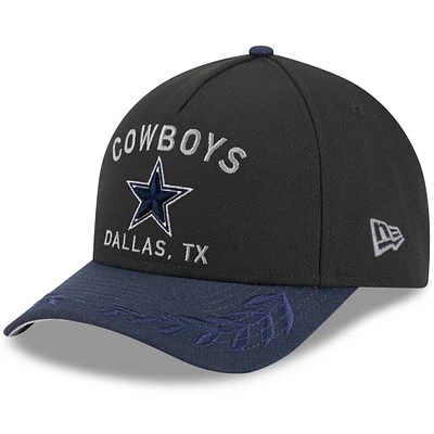 Men's New Era Black/Navy Dallas Cowboys 2025 NFL Draft 9FORTY M-Crown A-Frame Adjustable Hat