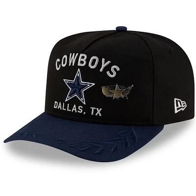 Men's New Era Black/Navy Dallas Cowboys 2025 NFL Draft On Stage A-Frame 59FIFTY Fitted Hat