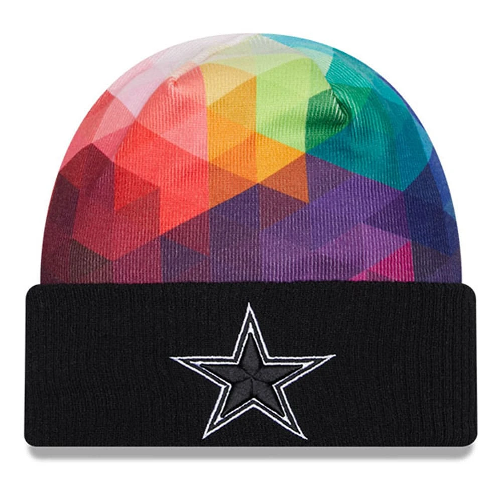 Bonnet en tricot à revers NFL Crucial Catch New Era noir Dallas Cowboys 2023 pour hommes