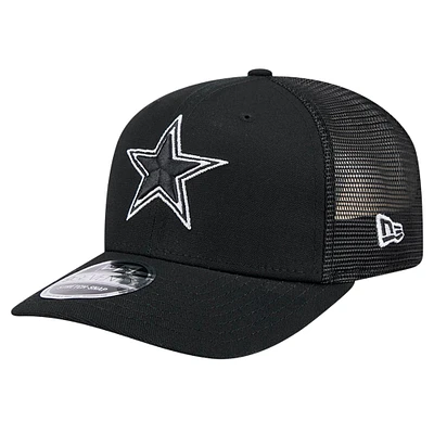 Casquette de camionneur extensible en toile noire Dallas Cowboys 9SEVENTY de New Era pour homme