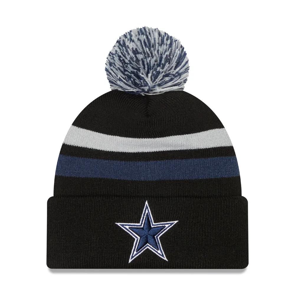 New Era Black/White Dallas Cowboys 2022 Sideline Cuffed Pom Knit Hat