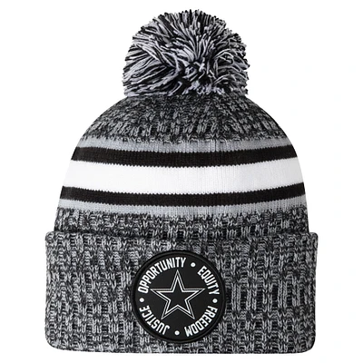 Men's New Era Black Dallas Cowboys Inspire Change Cuffed Knit Hat with Pom