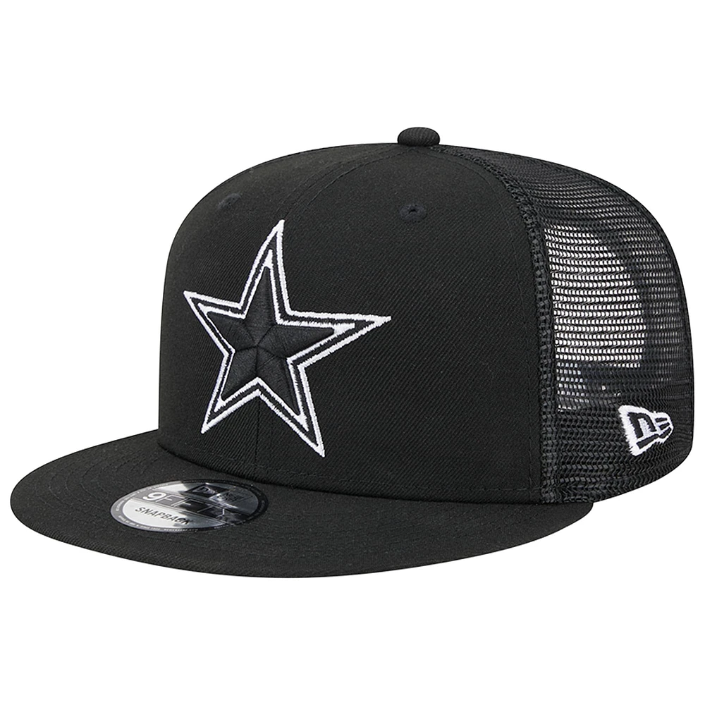 Casquette à visière plate noire New Era Dallas Cowboys Main Trucker 9FIFTY pour homme Casquette à visière plate noire New Era Dallas Cowboys Main Trucker 9FIFTY pour homme