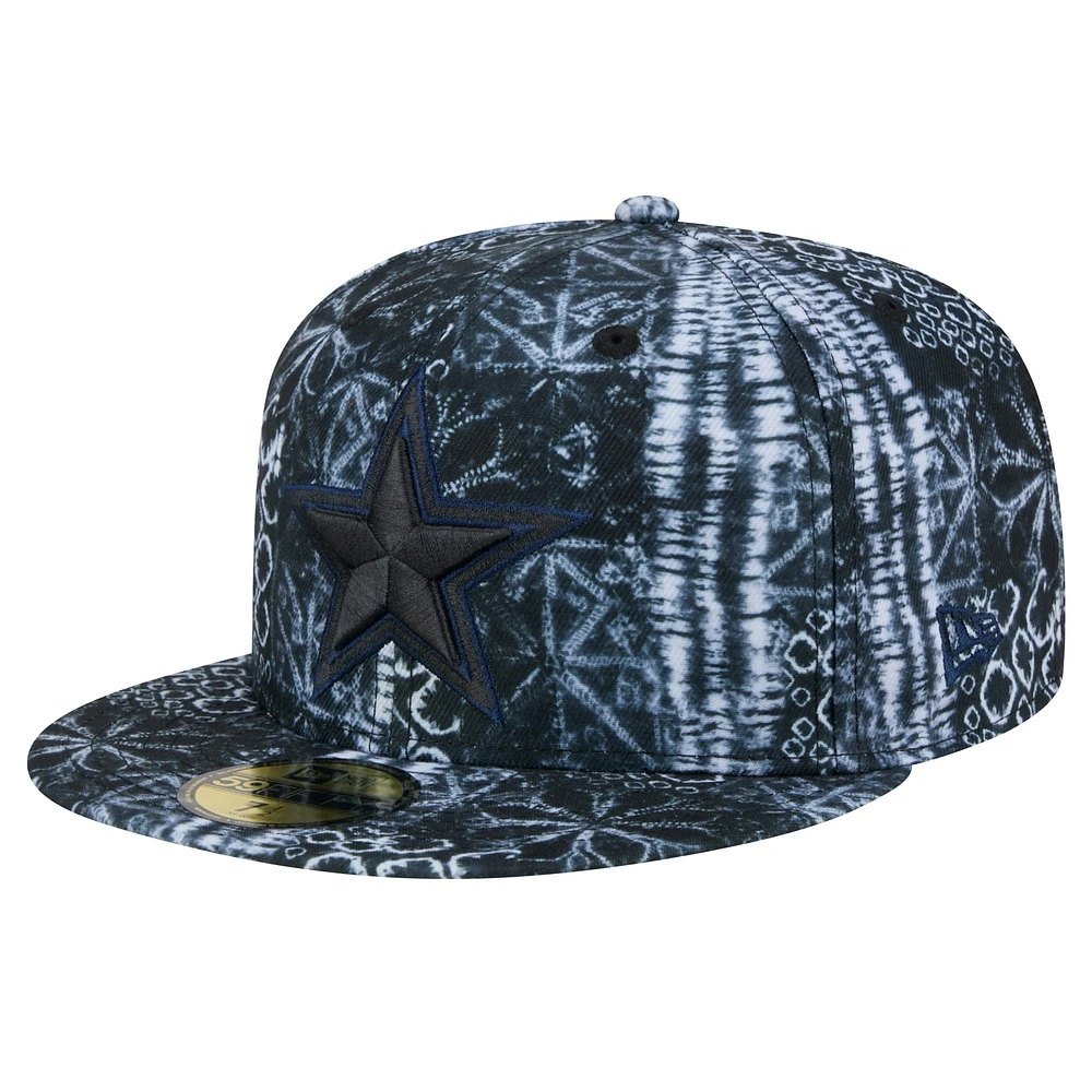 Casquette ajustée Shibori 59FIFTY des Dallas Cowboys New Era noire pour hommes