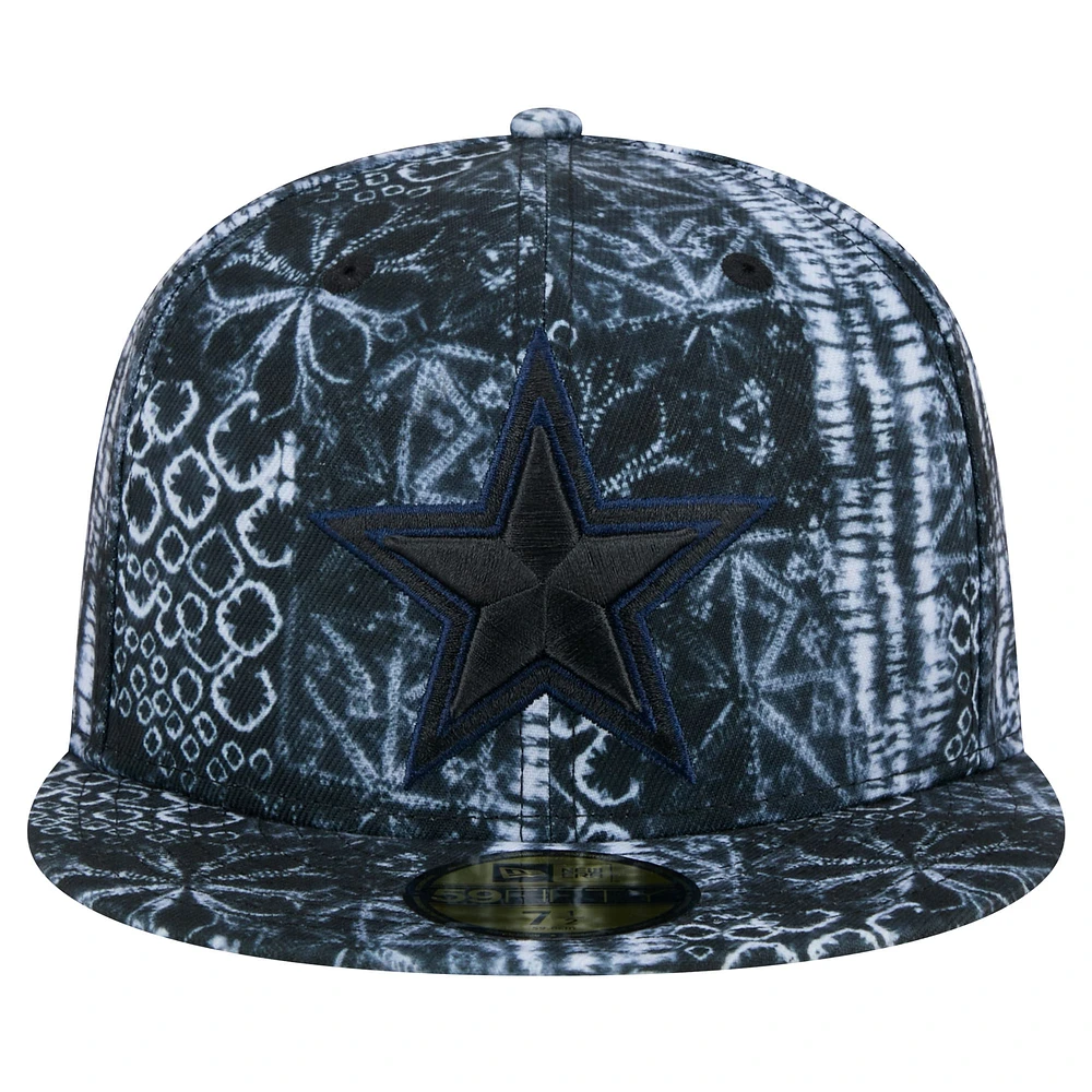 Casquette ajustée Shibori 59FIFTY des Dallas Cowboys New Era noire pour hommes