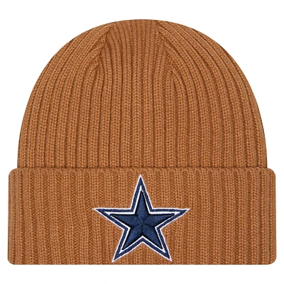 Bonnet tricoté à revers Dallas Cowboys marron pour homme New Era Color Pack