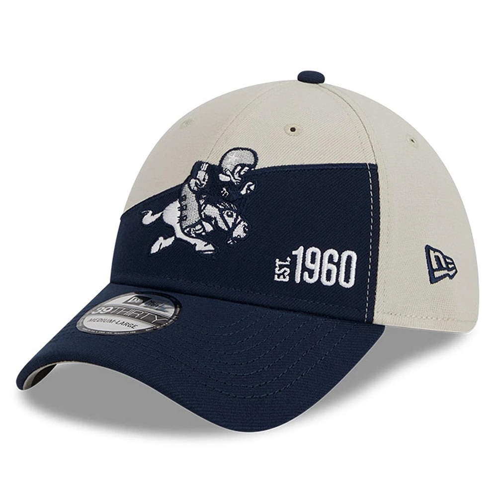 Casquette Flex pour homme Dallas Cowboys 2023 Sideline Historic 39THIRTY crème/bleu marine New Era