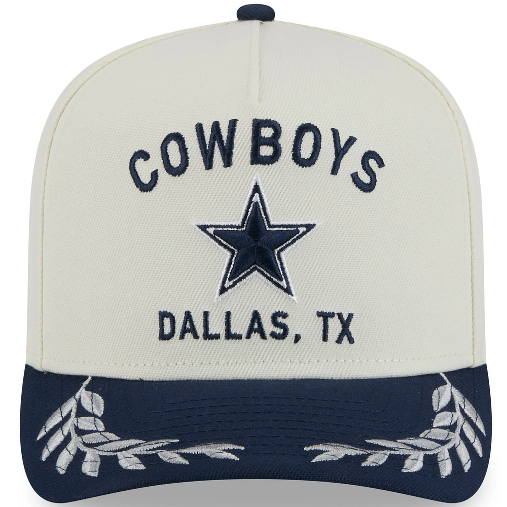 Casquette snapback 9FIFTY A-Frame New Era crème/bleu marine pour homme, Dallas Cowboys, draft NFL 2025