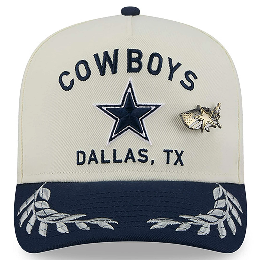 Men's New Era Cream/Navy Dallas Cowboys 2025 NFL Draft A-Frame 59FIFTY Fitted Hat