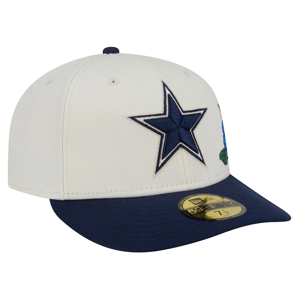 Men's New Era Cream/Navy Dallas Cowboys Tonal Florals 59FIFTY Fitted Hat