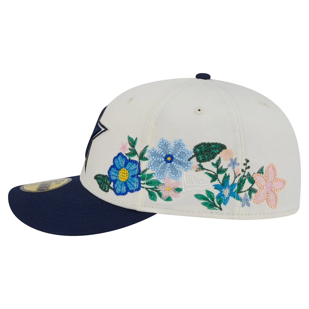 Men's New Era Cream/Navy Dallas Cowboys Tonal Florals 59FIFTY Fitted Hat