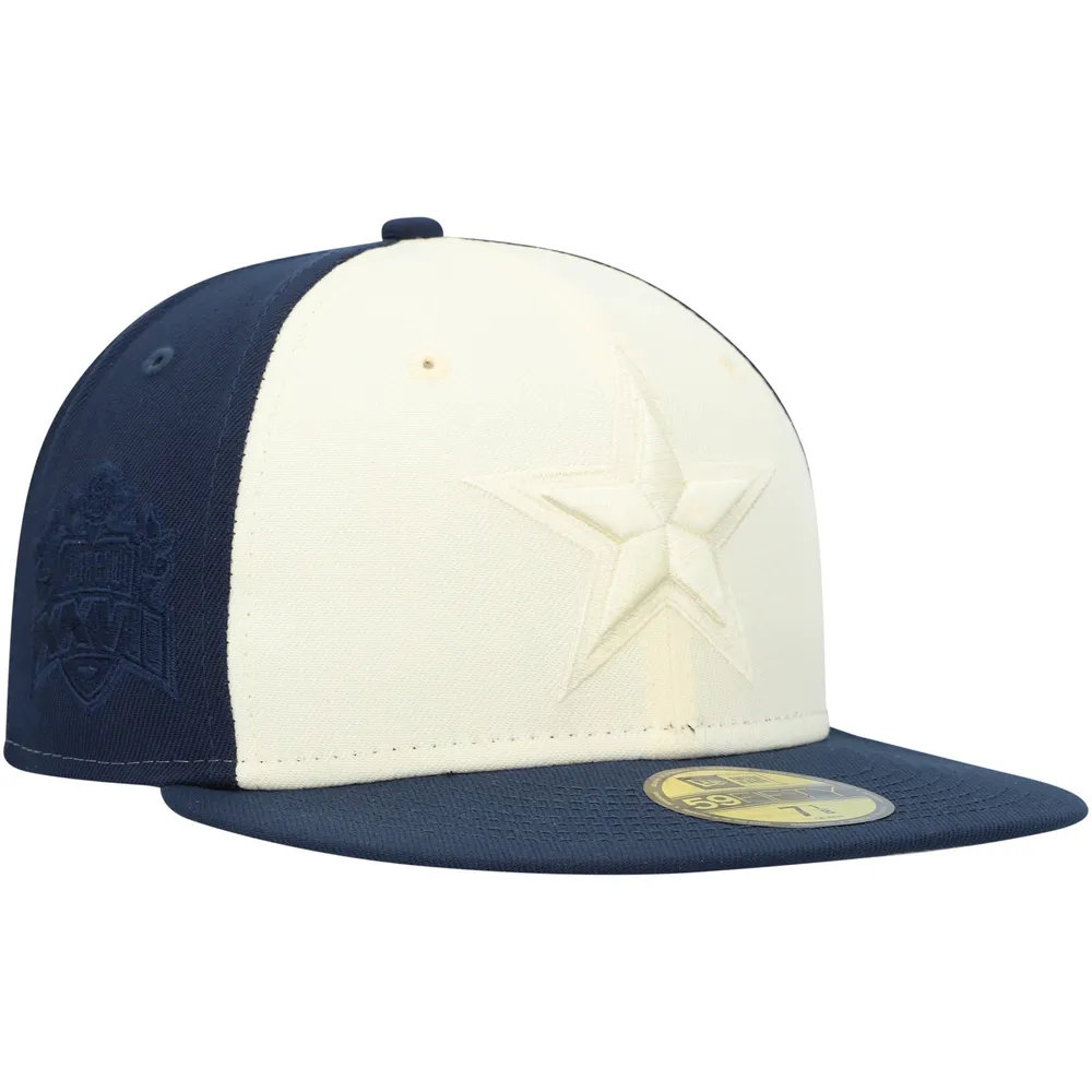 New Era Men's New Era Cream/Silver Dallas Cowboys Tonal Super Bowl XXVII  Side Patch 59FIFTY Fitted Hat