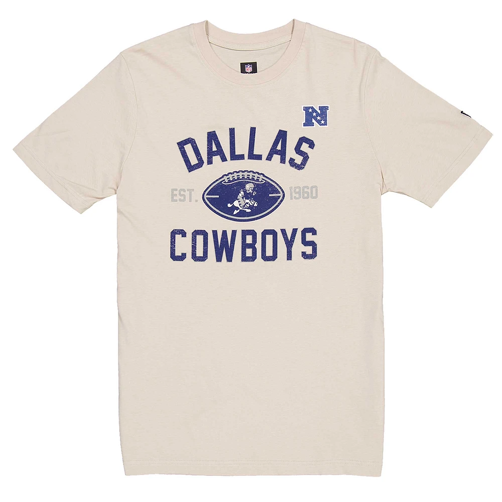 T-shirt historique Dallas Cowboys New Era pour homme, couleur crème