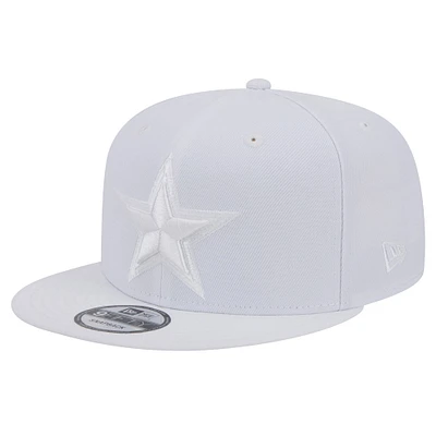 Casquette Snapback 9FIFTY Main Blanc sur Blanc New Era Dallas Cowboys pour hommes