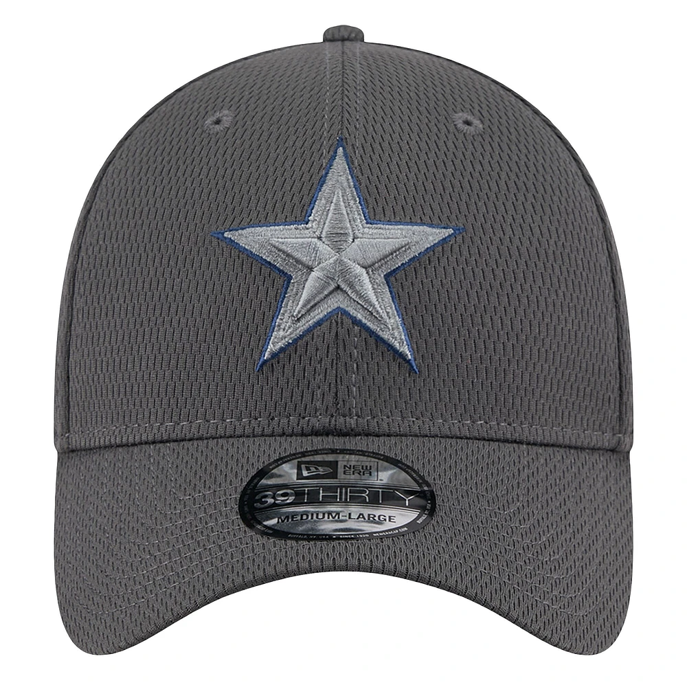 Casquette New Era Graphite Dallas Cowboys Main 39THIRTY Flex pour homme
