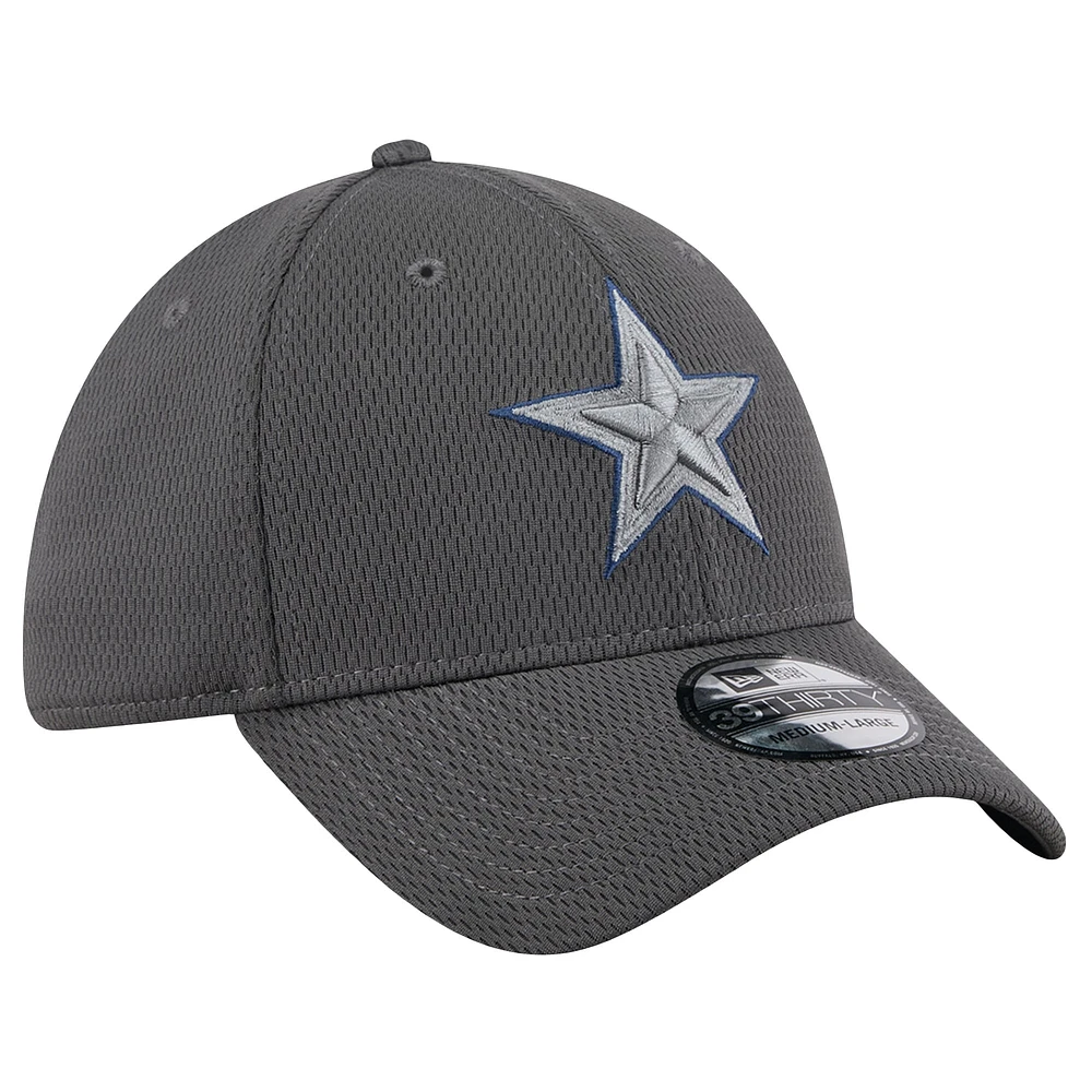 Casquette New Era Graphite Dallas Cowboys Main 39THIRTY Flex pour homme