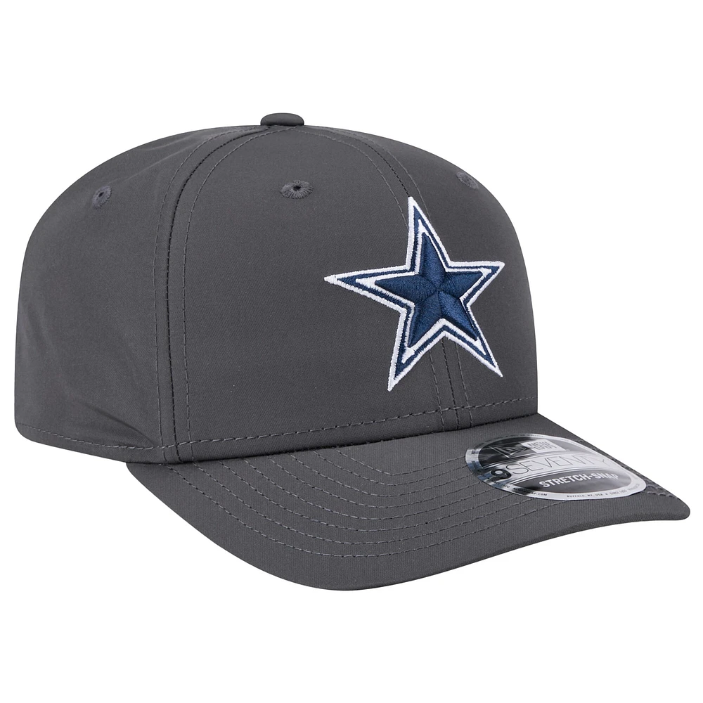 Casquette extensible à bouton-pression New Era Graphite Dallas Cowboys Main 9SEVENTY pour homme