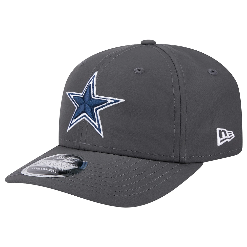 Casquette extensible à bouton-pression New Era Graphite Dallas Cowboys Main 9SEVENTY pour homme