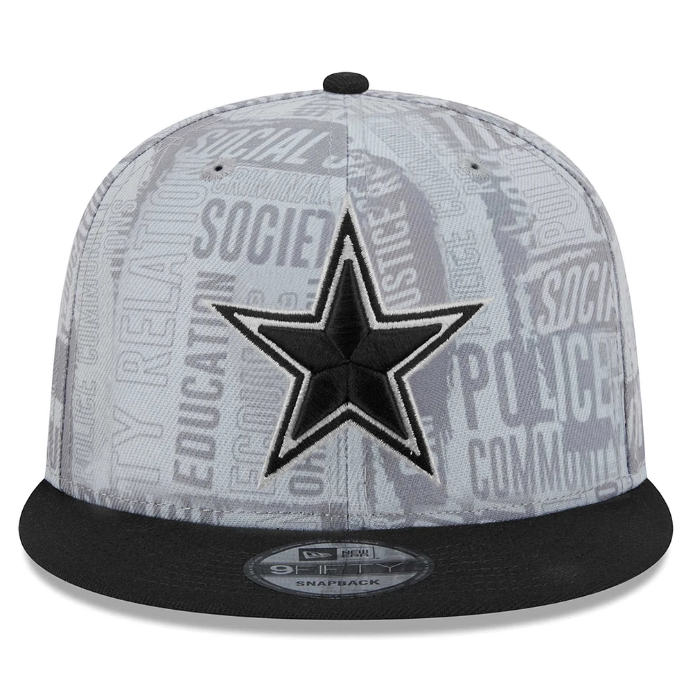 Men's New Era Gray/Black Dallas Cowboys Inspire Change 9FIFTY Snapback Hat