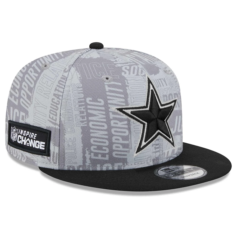 Men's New Era Gray/Black Dallas Cowboys Inspire Change 9FIFTY Snapback Hat