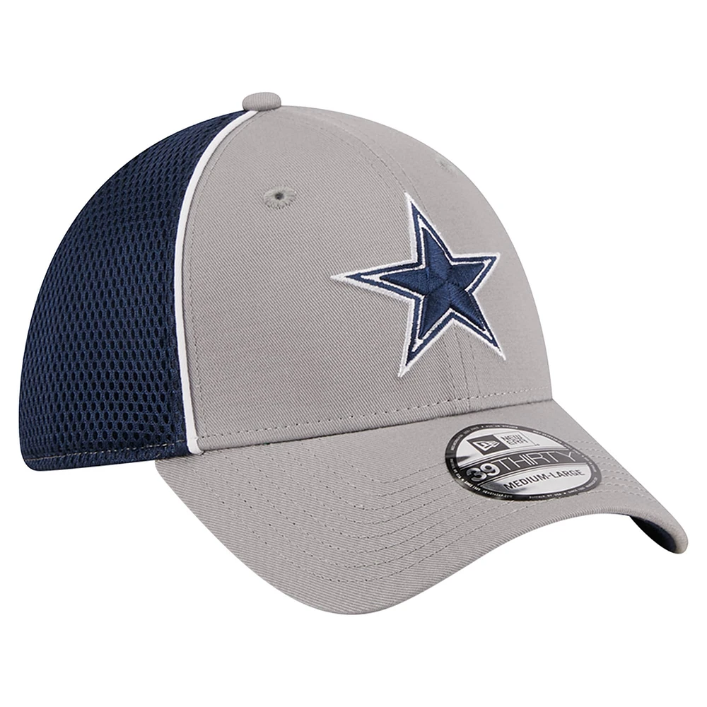 Casquette flexible 39THIRTY Pipe des Dallas Cowboys New Era pour hommes, gris/bleu marine